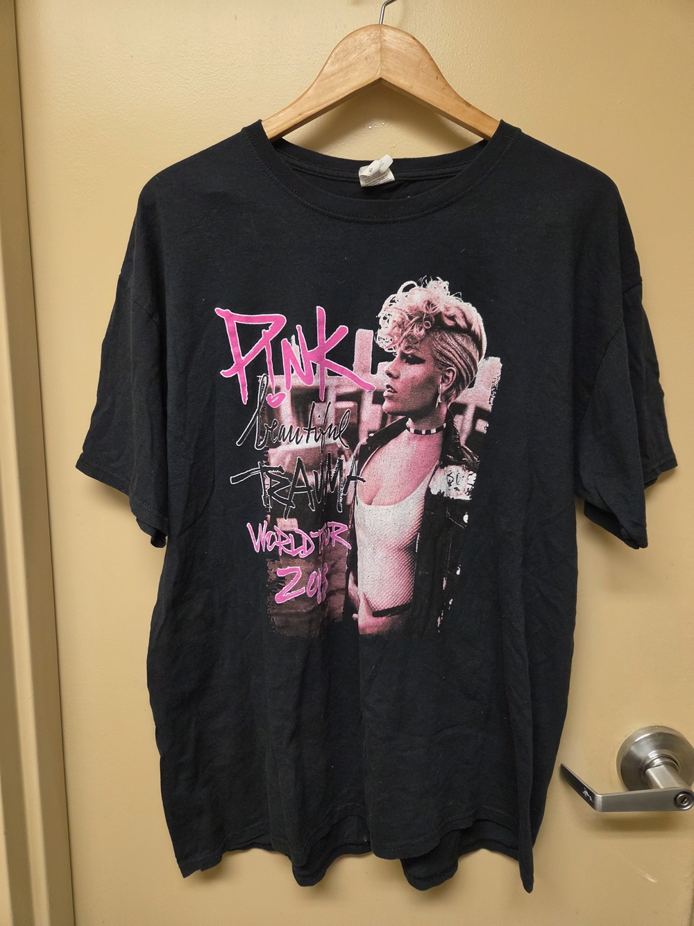 Black Pink Graphic Tee with Pink Accent